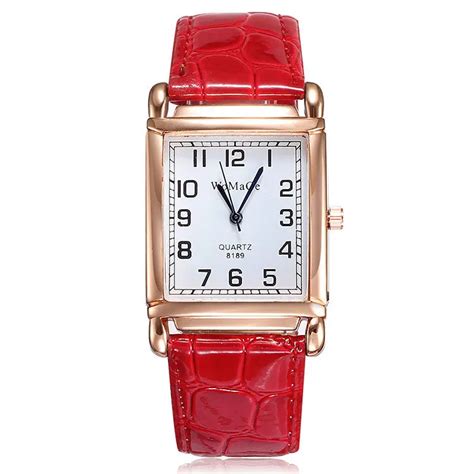 prada rectangle watch red band leather